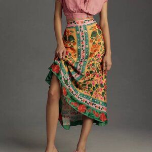 Farm Rio Heart Ivy Scarf Midi Skirt